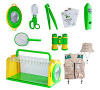 Lawnrden Bug Catcher for Kids, Bug Catching Kit for Kids Outdoor Exploration, 9-in-1 Explorers Catcher Kit with Telescope, Magnifier, Flashlight & Compass, Observation Box for Nature Adventure