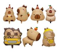 Lawnrden Capybara Party Decorations, 7Pcs Foil Balloons - Cute Capybara Balloons Animal Theme Birthday Decorations for Baby Shower, Gender Reveal Party Supplies