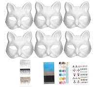 Lawnrden Cat Fox Therian Masks with Felt Furs Eye Meshes, Costume Furry Masks to Paint, Animal Mask Arts Crafts Kit, Dress Up DIY for Halloween Christmas Cosplay Party Interaction