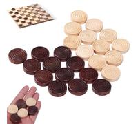 Lawnrden Checkers Pieces|Checkers Pieces 24Pcs Wooden Smooth Spiral Engraved Draughts Educational Round Painted Backgammon for Kids Board Game