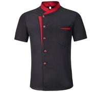 Lawnrden Chef Jacket, Chef Coat, Breathable Cotton Coat Men, Short Sleeve Jacket, Unisex Classic Women, Restaurant Work Wear for Kitchen Dining Canteen Black