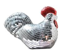 Lawnrden Chicken Figurine, Mirror Disco Ball Chicken Figurine 6.7x5.3 Cool Reflective Shape Disco Ball Decor for Home, Wedding, Party Decorations