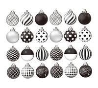 Lawnrden Christmas Ball Ornaments, 24PCS 2d Wooden Black and White Christmas Ornaments, Hanging Black and White Decorations for Holiday Xmas Tree Party Decor|Plastic ball