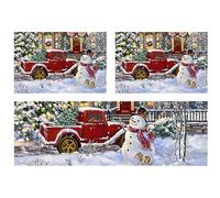 Lawnrden Christmas Kitchen Rugs Sets of 3 Snowman & Red Truck Christmas Kitchen Mat Soft Non-slip Machine Washable Rug for, Doorway, Hallway | Rugs