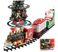 Lawnrden Christmas Train Set with Train and Track, Electric Christmas Tree with Sounds and Light, Eduactional Interactive Toys for Kids New Year
