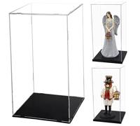 Lawnrden Clear Display Case, Acrylic Display Case Dustproof 16x8x8 Inch Transparent Acrylic Box with Black Bottom for Action Figure, Collectible, Trophy & More