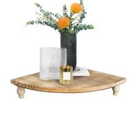 Lawnrden Corner Counter Shelf 11x11 Inch Wood Pedestal Stand Rustic Wooden Riser for Kitchen Counter Bathroom Coffee Bar| Wood Corner Shelf