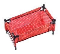 Lawnrden Doll Crib, Baby Doll Crib, Foldable Red Background Baby Bed with White Dots, Role Play Pram & Pushchair Toys, Perfect for Kids Ages 3+