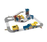 Lawnrden Engineering Toys, 1 Set Construction Race Track Electric Car Track Set with Truck, Forklift, Tram, and More, Battery Powered Flexible Engineering Toys for 3-8 Year Old Boys Girls