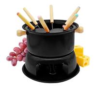 Lawnrden Fondue Cheese, Fondue Pot Set Carbon Steel Chocolate Mug with 6 Forks Melting Cup for Chocolate & Cheese, Meat, 6 Person Use