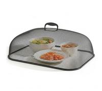 Lawnrden Food Covers for Outside Mesh, Mesh Food Cover for Dining Table, 360° Ventilated Iron Covers for Outside with Handle, Black Rectangle Foods Protector, 18.5x13.4x7.9 Inch