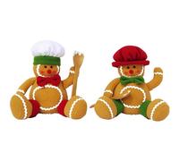 Lawnrden Gingerbread Plush 2Pcs Sitting Christmas Gingerbread Doll Holding Spoon with Hat On Male & Female Christmas Decoration for Home, Party, Mall |Flannel seat backrest