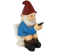 Lawnrden Gnomes Decorations for Yard, Gnome Figurines Funny Gnome Statue Sitting on Toilet & Watching Their Cellphone Weather Resistant Resin Statue for Outdoor Garden Yard