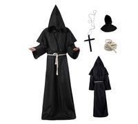 Lawnrden Halloween Costumes, Monk Costume Men Women Adult Monk Robe Hooded Priest Robe Renaissance Halloween Costumes Medieval Costume Fancy Dress for Carnival M