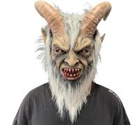 Lawnrden Halloween Props, Halloween Mask Latex Full Head Demon Scary Mask Horror Props for Adults Masquerade Party Cosplay White