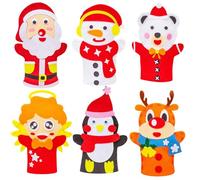 Lawnrden Hand Puppet 6Pcs Chritmas Cartoon Hand Puppets Emotional Happiness Finger Hands for Adults & Kids, DIY Pretend Play Gifts Chritmas Party |Finger Puppets