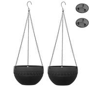Lawnrden Hanging Baskets, 2Pcs Self-Watering Outdoor Hanging Planter with Rustproof Chains, Plastic Flower Pots with Drainage Hole for Indoors, Outdoors, Ceilings