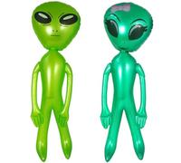 Lawnrden Inflatable Alien 2Pcs 49.2 Inch Giant PVC Cute Girl & Boy Blow Up Alien for Birthday Party Favors Halloween Decorations | Decor