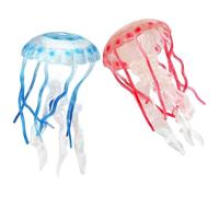 Lawnrden Jellyfish Figurine - 2Pcs 2 Color Realistic Fake Jellyfish Detailed & Educational Toy Fish for Kids Decorative PVC Sea Animal Figurines, Kids' Play Animal Figures