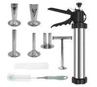 Lawnrden Jerky Gun for Ground Meat, Jerky Gun for Ground Meat, Stainless Steel Sausage Stuffer Kit with Nozzles & Cleaning Brushes for DIY Cooking, Meal Prepping