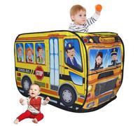 Lawnrden Kids Play Tent Pops-Up Vehicle-Shape Kids Play Tent with Door Flip & Top Opening Car Toddler Playhouse with Wire Frame for Girls Boys (School Car)| Toddler Playhouse
