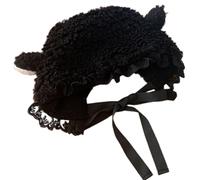 Lawnrden Lamb Ears Costume, Black Sheep Hat Soft Warm Lamb Hat Cute Ears Costume for Autumn Winter, Cosplay Photo Props Party Supplies