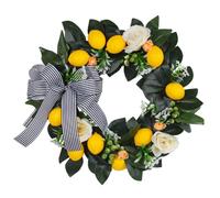 Lawnrden Lemon Wreath, Lemon Wreath for Front Door, Vibrant Artificial & Berry with Bow, All-Season Door Decor, 16.9 Inch Round