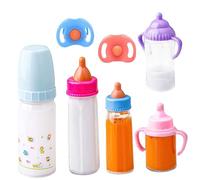 Lawnrden Magic Baby Bottles for Dolls, Baby Doll Bottles Set with Pacifiers Magic for Dolls with Disappearing Milk or Juice Simulation Accessories for Kids