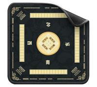 Lawnrden Mahjong Mat, Mahjong Mat with Rules, 31.5x31.5 Non-Slip Noise Reduction Gaming for/Poker/Board Games, Black
