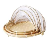 Lawnrden Outdoor Food Covers, 3PCS/Set Food Covers for Outside Mesh Natural Woven Round Tent Dustproof Collapsible Outdoor for Kitchen Vegetable Fruits Bread Storage