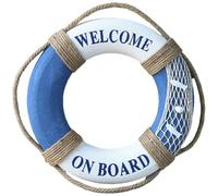 Lawnrden Pool Floats, Life Preserver Ring, Mediterranean Style Hanging Foam Swim Ring with Perimeter Rope 16 Inch Portable Lightweight Pool Floats for Swimming, River, Seaside