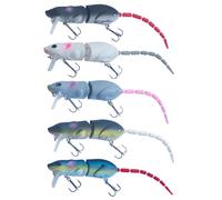 Lawnrden Rat Fishing Lure 5Pcs Bionics Design Mouse Lures Articulated 3.35" Fishing Lures with 2 Sharp Hook Professional Bait for Fresh Water, Saltwater| Rat for Bass