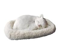 Lawnrden Realistic Cat|Realistic Cat, Interactive Sleeping & Breathing Toy with Mat, Accompanied Furry Stuffed Animals for Kids, Adults, White