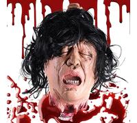 Lawnrden Severed Head Latex Simulation Realistic Hanging Scary Decorative Cut Off Head Halloween Props for Party Haunted House Prank Movie |Silicone Mask