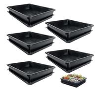 Lawnrden Soil Block Trays, 5 Pack Soil Blocking Trays with Drip Pan, Thickened Plant Growing, Versatile Plant Tray for Seed Starting, Microgreens, Succulents & Home Organization, Black