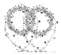 Lawnrden Star Shaped Tinsel Wire Garland for Christmas Trees Decoration 2 Pack 7.5m Silver|Wire Garland