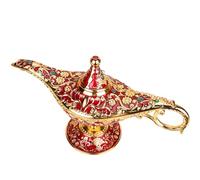 Lawnrden Table Decoration, Aladdin Lamp Zinc Alloy Genie Lamp Vintage Aladdin Desk Ornament Legend Magic Table Decoration for Office Home Gifts Red