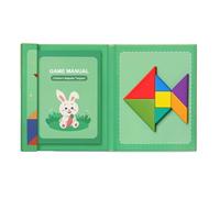 Lawnrden Tangram Puzzle|Learning Games Wooden Magnetic Tangram Puzzle Book with 96 Challenges Blocks Tangrams for Kids Adult Challenge Educational Toy, On the Go Toys for Kids, Boys, Girls