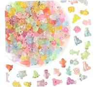 Lawnrden Tiny Resin Animal, 100Pcs Luminous Mini Cute Animal Figurines Bulk for Miniature Fairy Garden Accessories Micro Landscape Aquarium Potted Decoration