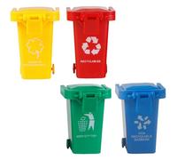Lawnrden Toy Garbage Cans, 4pcs/Set Mini Trash Can Dollhouse: Bright Color Garbage Bin Sorting Game Miniature Bin Model For Dollhouse