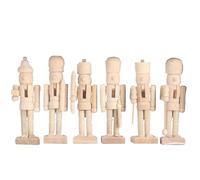 Lawnrden Unfinished Nutcracker 6Pcs Christmas DIY Smooth Unpainted Wooden Nutcracker Christmas Decorations for Home Office Table Decorations