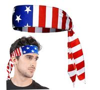 Lawnrden USA Bandana, American Flag Bandana, 41.3" Sweat-Absorbent Breathable USA, Eleastic Non-Slip American Flag Headband for Men Soccer, Tennis, Workout, Costume