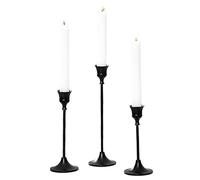 Lawnrden Vintage Cast Iron Black Taper Candle Holders Set of 3 Antique Decorative Candlestick Holder for Wedding Dining Table Party Rustic Home Decor