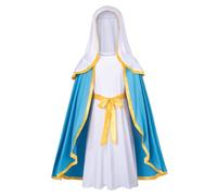 Lawnrden Virgin Mary Costume for Women Religious Biblical Costumes Includes Skirt with Cape, White Headscarf and Belt for Christmas Cosplay, M|Costumes