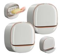 Lawnrden Wall Mounted Soap Dish|Wall Mounted Soap Dish, 2PCS Waterproof Shower Bar Holder with Drain Tray, Self Draining Shampoo Bar Holder, Plastic for Shower, Bathroom, Bathtub