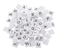 Lawnrden Wood Letter Tiles|【100pcs】 white wood chips diy English alphabet puzzle literacy squares baby intellectual development chips【white】
