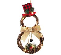 Lawnrden Wreath with LED Lights|Christmas Wreath with LED Lights up Christmas Snowman 2m 20 Leds Battery Operated for Xmas Party Decor No Battery Style1