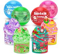 LAWOHO 4 Pack Christmas Slime Balls, Advent Calendar Fillers for Kids - Butter Slimes & Xmas Add-ins, Slime Kits for Girls Boys Slime Advent Calendar 2025, Kids Stocking Stuffers -Christmas Slime Kit