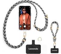 Lawonda 2 Pads Phone Lanyard Adjustable Crossbody Cell Phone Neck Strap Universal Mobile Phone Wrist Lanyard + 2pcs Patch Tether Tab for Travel Essentials Mix Black&Gray