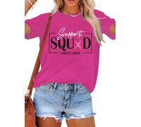 LAWOZZOS Women's Pink Ribbon Breast Cancer Awareness T-Shirt | Round Neck Short Sleeve Inspirational Graphic Tee for Survivors & Supporters，Perfect for Daily Wear & Awareness Events